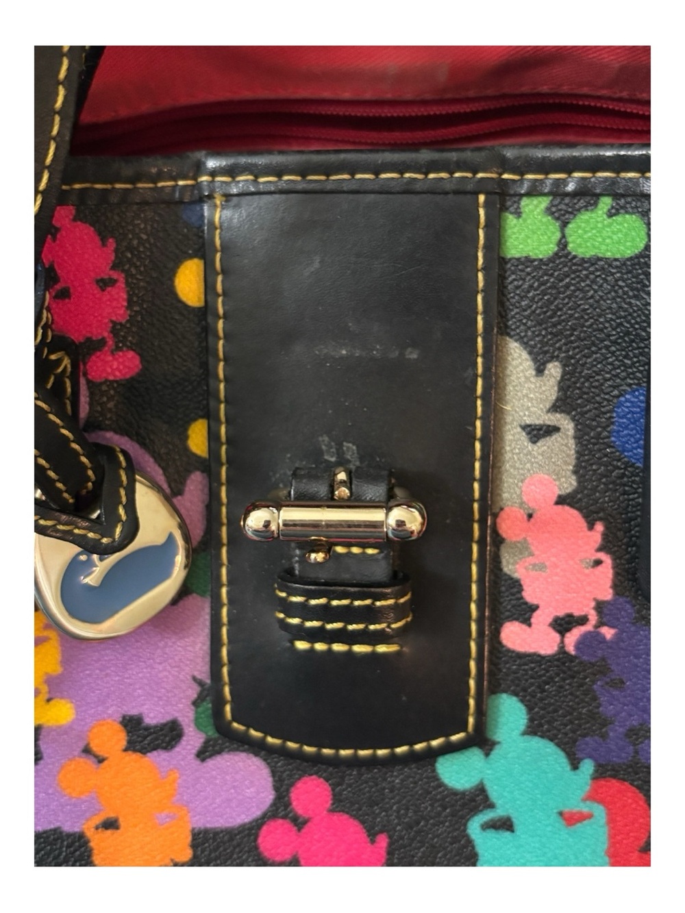 Dooney & Bourke Disney Parks Black Multicolor Mickey Silhouette Tote - Picture 13 of 16